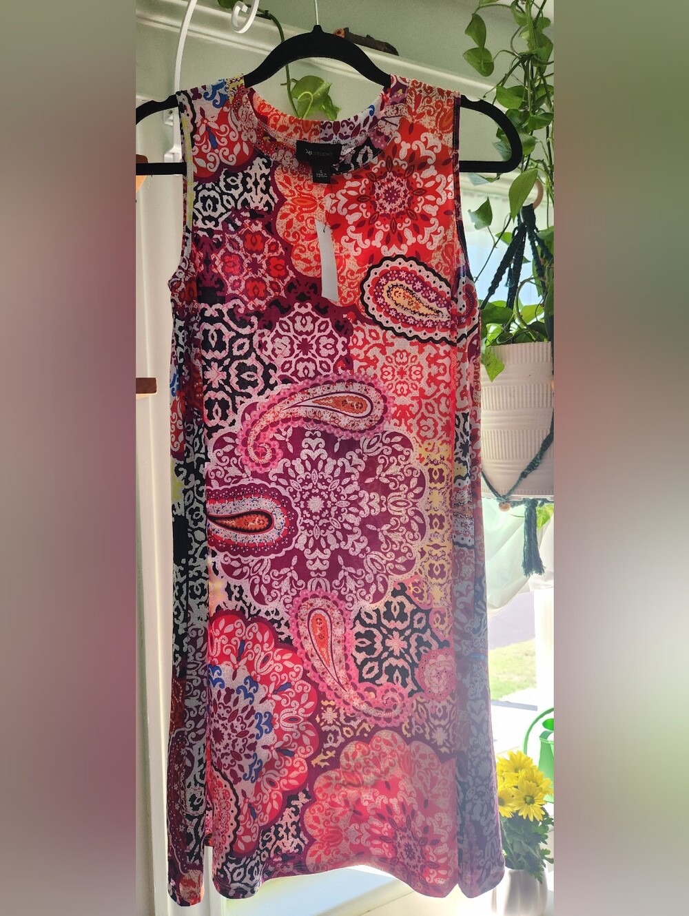 AB Studio Red and Pink Paisley Swim Cover-Up